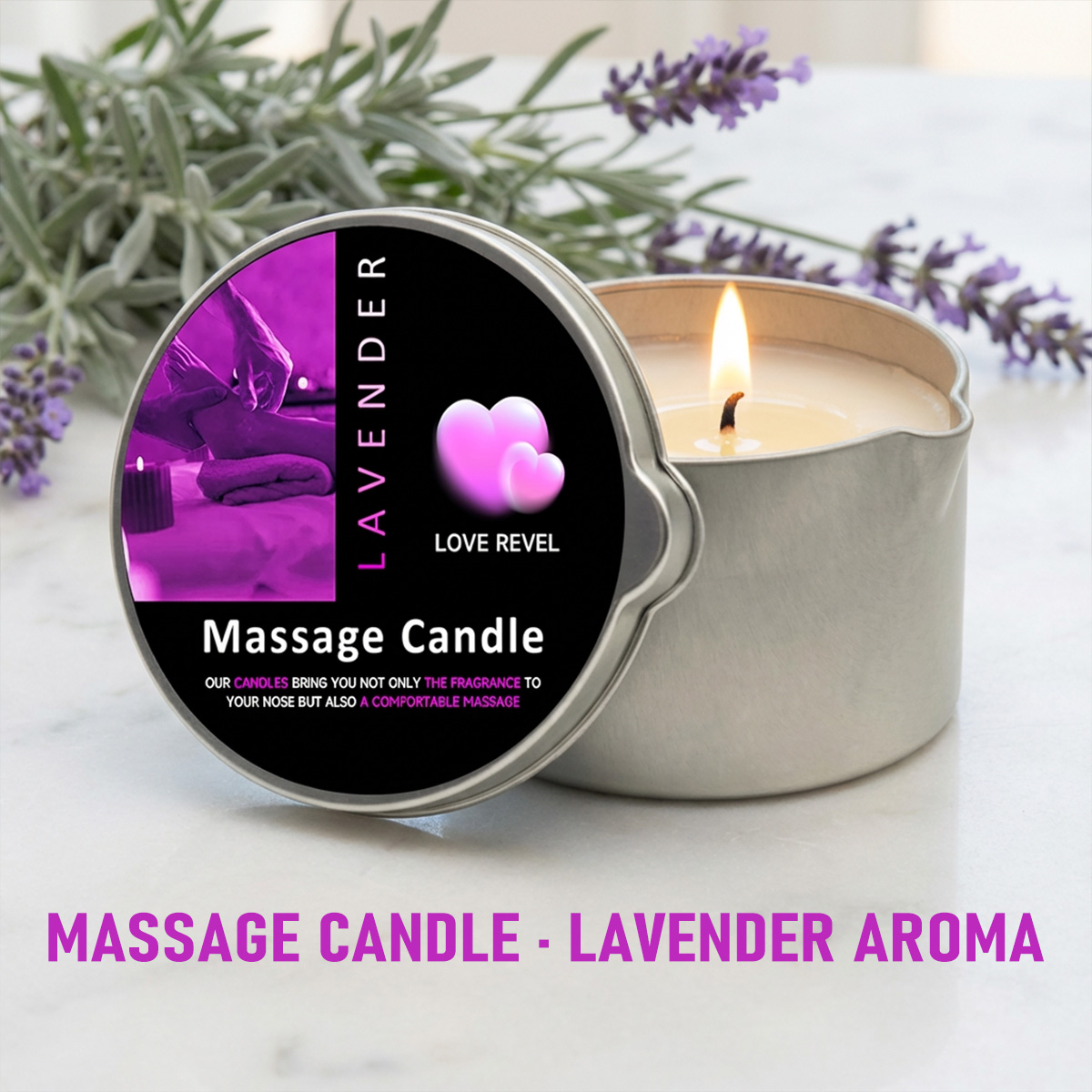 Soy Candle Fragrance Oil - Candela per olio da massaggio Lavanda