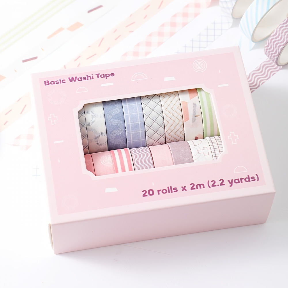 Art Craft Stationery - 20 rotoli di nastro macaron, larghezza